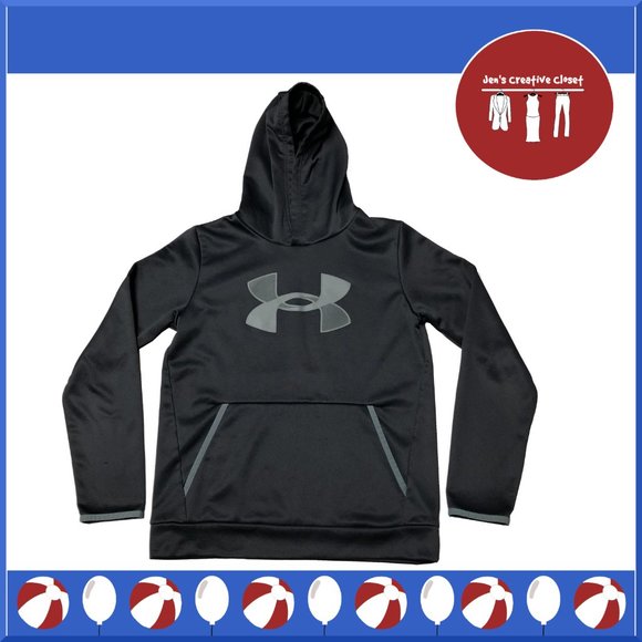 Boy's Under Armour Black and GrayLogo Hoodie - Picture 1 of 5